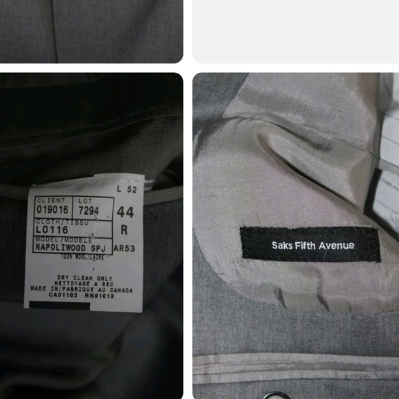 SAKS FIFTH AVENUE MENS WOOL BLAZER suit jacket LIGHT GRAY SIZE 44 two button - Picture 5 of 5